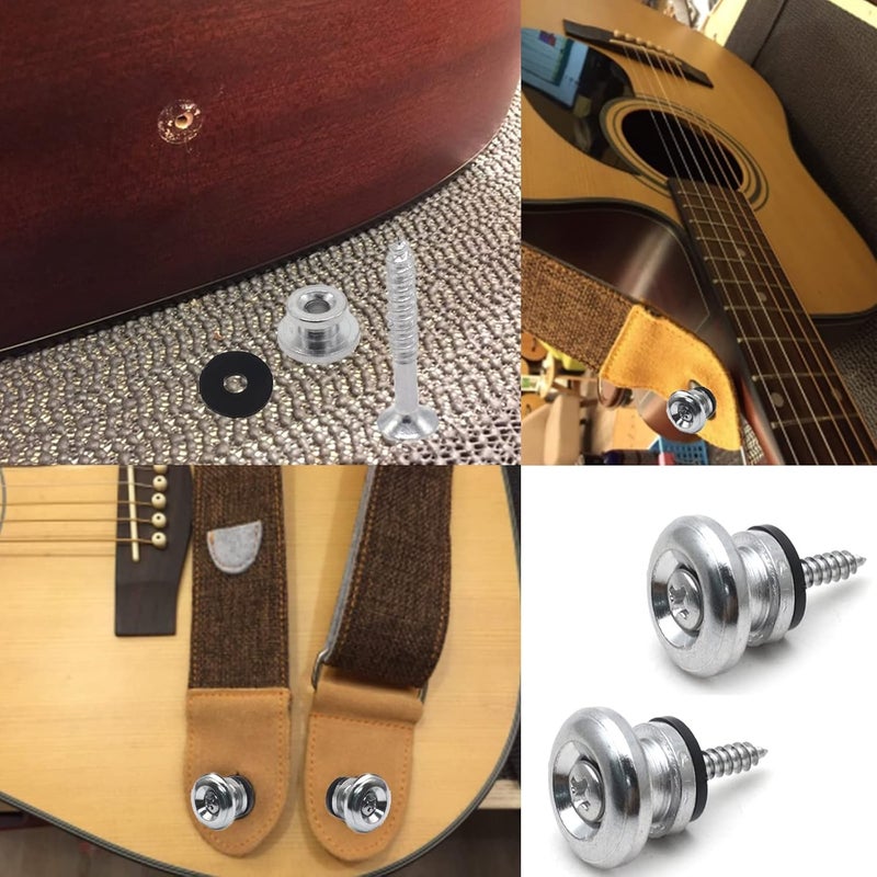 Cheerock 2pcs Silver Metal Guitar Strap Locks, Mushroom Style Guitar Strap Lock Buttons, Electric Guitar Strap Locks, Mushrooms Head Guitar Strap Button for Guitar Bass Ukulele - Image 5